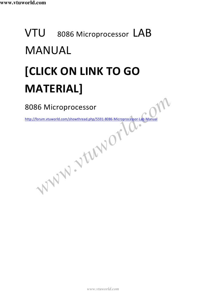 VTU 8086 Microprocessor LAB MANUAL PDF