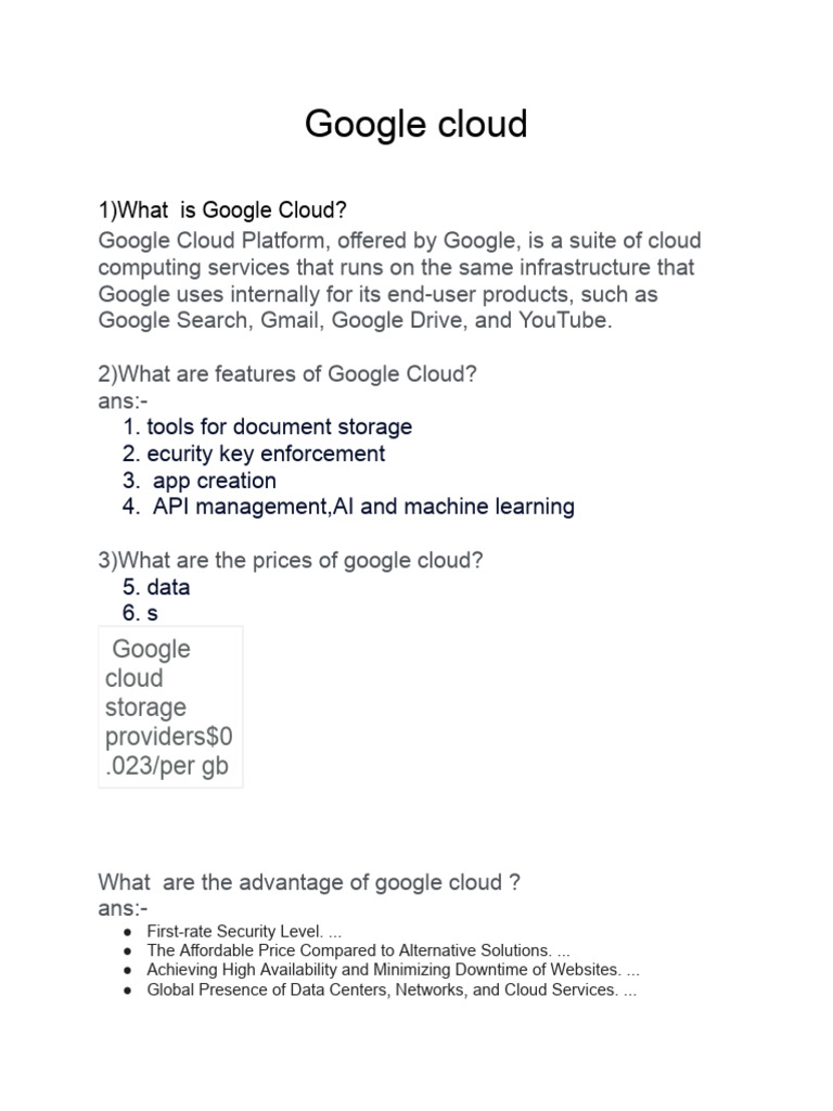 Overview of Google Cloud Services | PDF