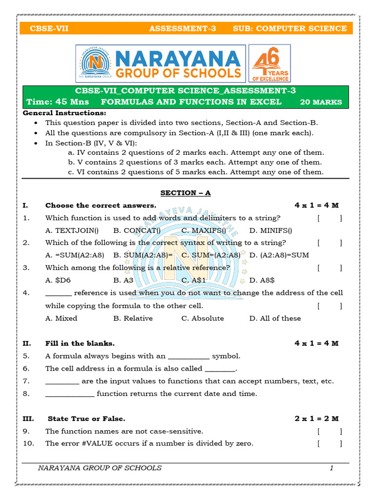 Cbse Vii Computer Science Pt-2 Assessment-3 QP | PDF | Computer Programming