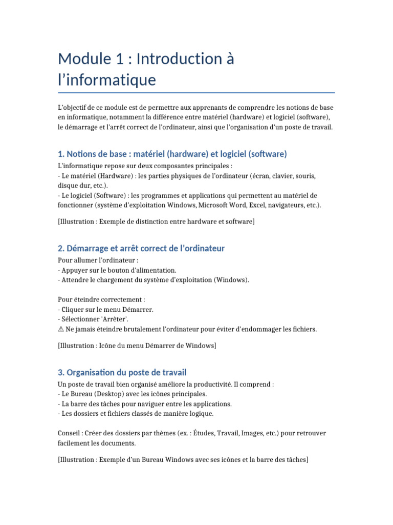 Introduction à l'informatique : bases essentielles | PDF