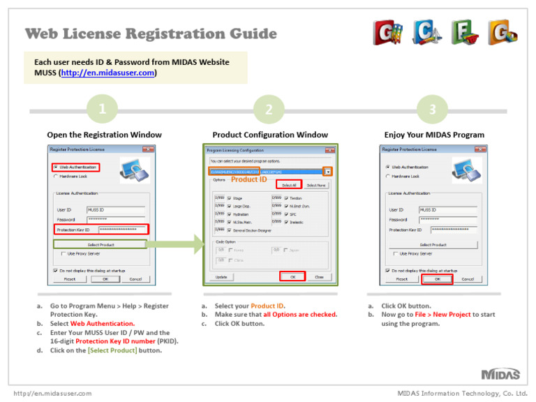 MIDAS Web License Registration Guide | PDF