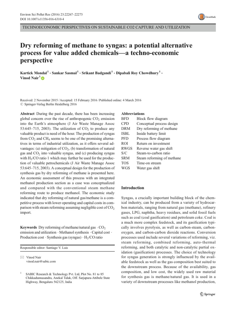 12 - Dry Reforming of Methane To Syngas - A Potential Alternative ...