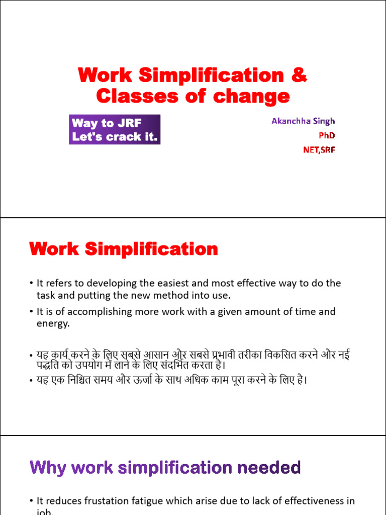 Work Simplification | PDF