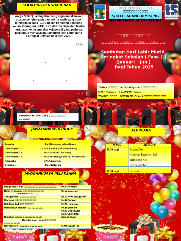 Buku Program Sambutan Hari Lahir Murid Fasa 1 2025 | PDF