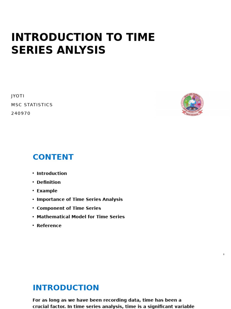 Time Series Analysis Overview | PDF | Seasonality | Time Series