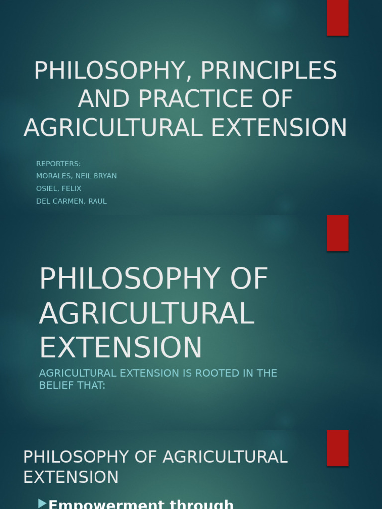 Philosophy and Principles of Agricultural Extension | PDF | Agriculture ...