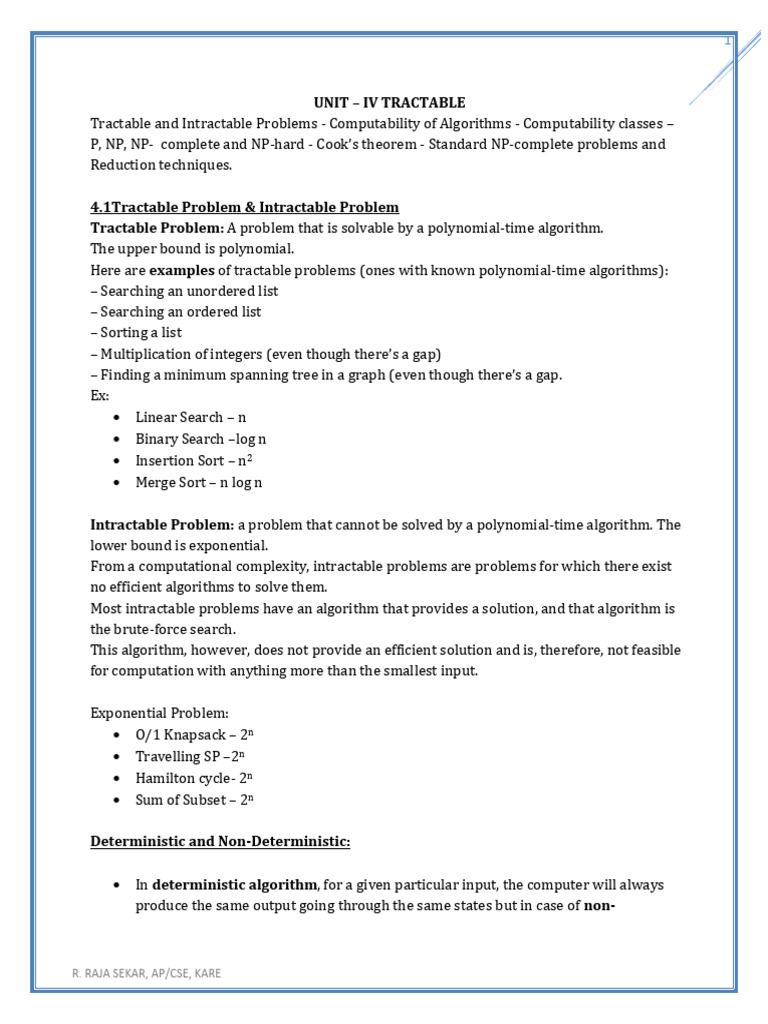 Tractable vs Intractable Problems Explained | PDF | Computational ...