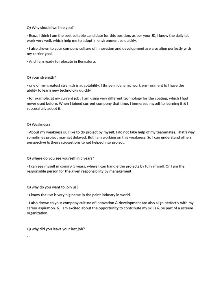 Job Interview Answers Explained | PDF