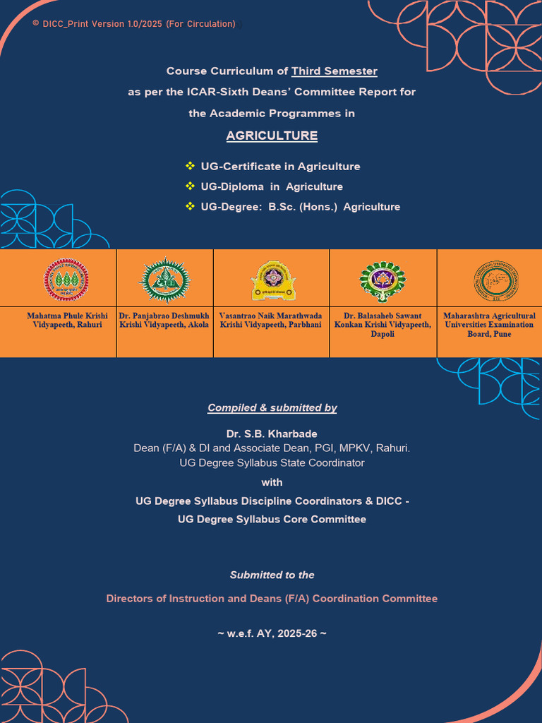 Third Semester Agriculture Curriculum | PDF | Dominance (Genetics) | Gene