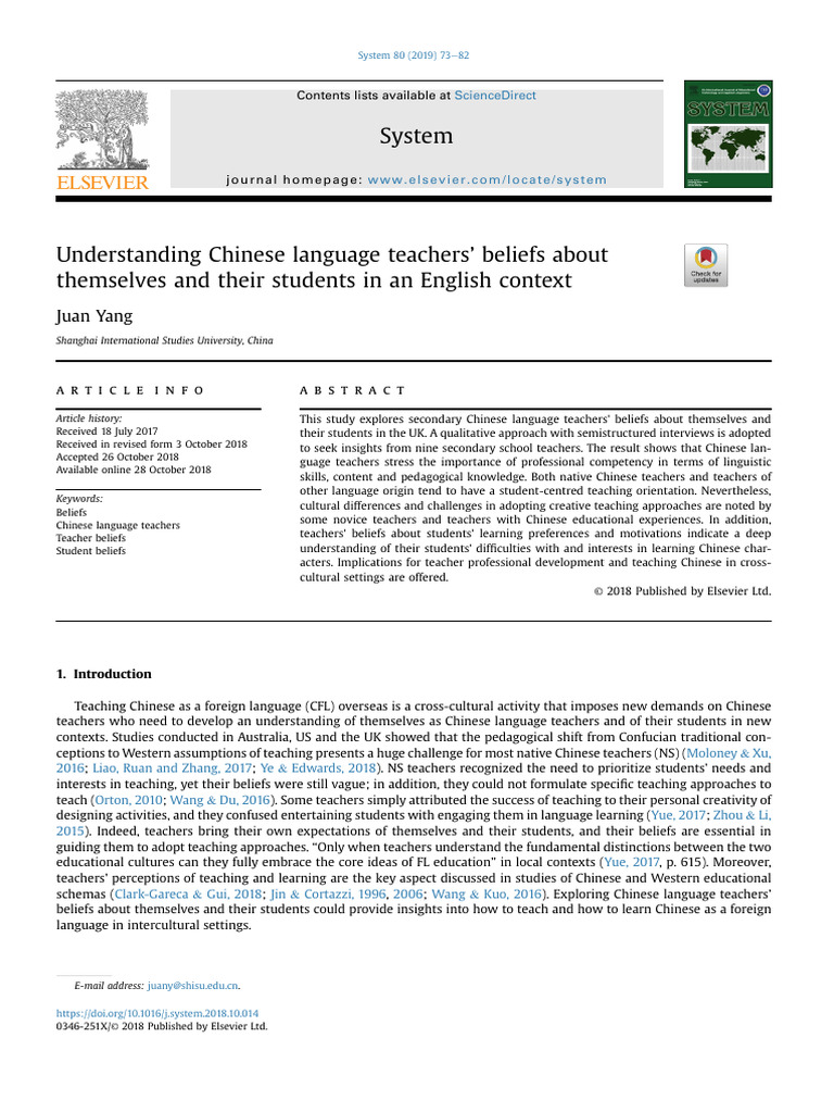 Chinese Teachers' Beliefs in UK Schools | PDF | Teachers | Learning