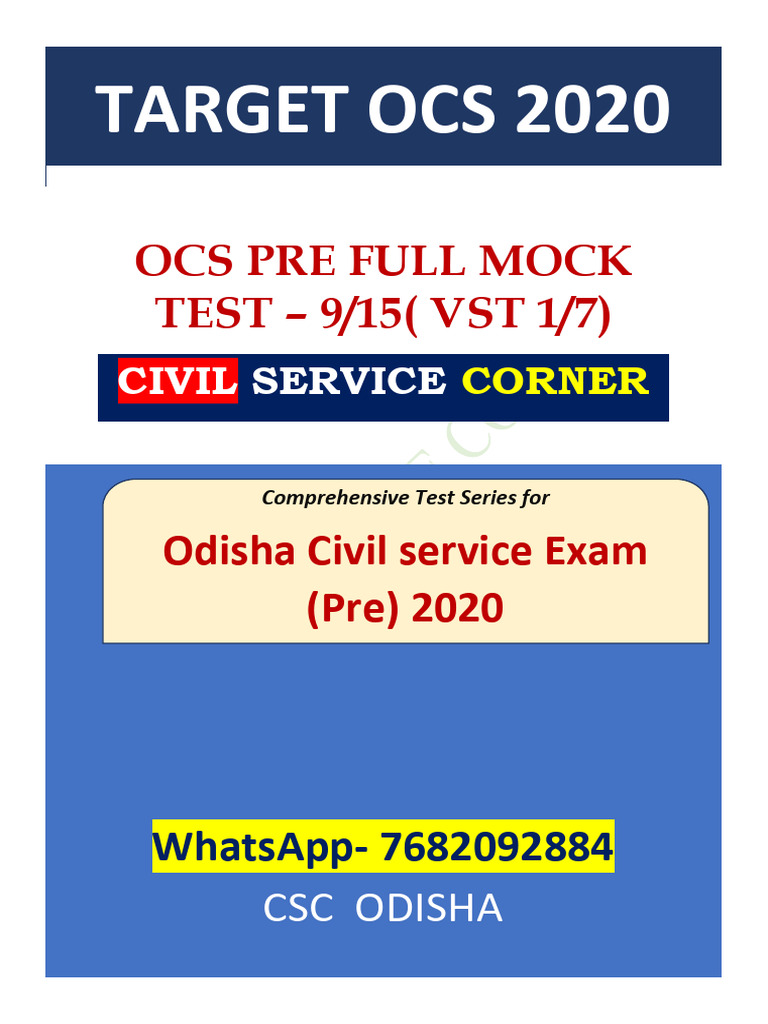 OCS 2020 Pre Exam Mock Test Paper | PDF | Monsoon | Banks