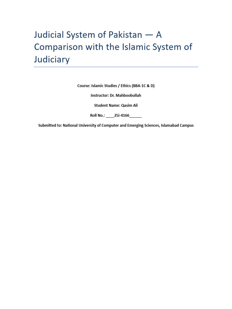 Pakistan's Judicial System vs. Islamic Law | PDF | Sharia | Judiciaries