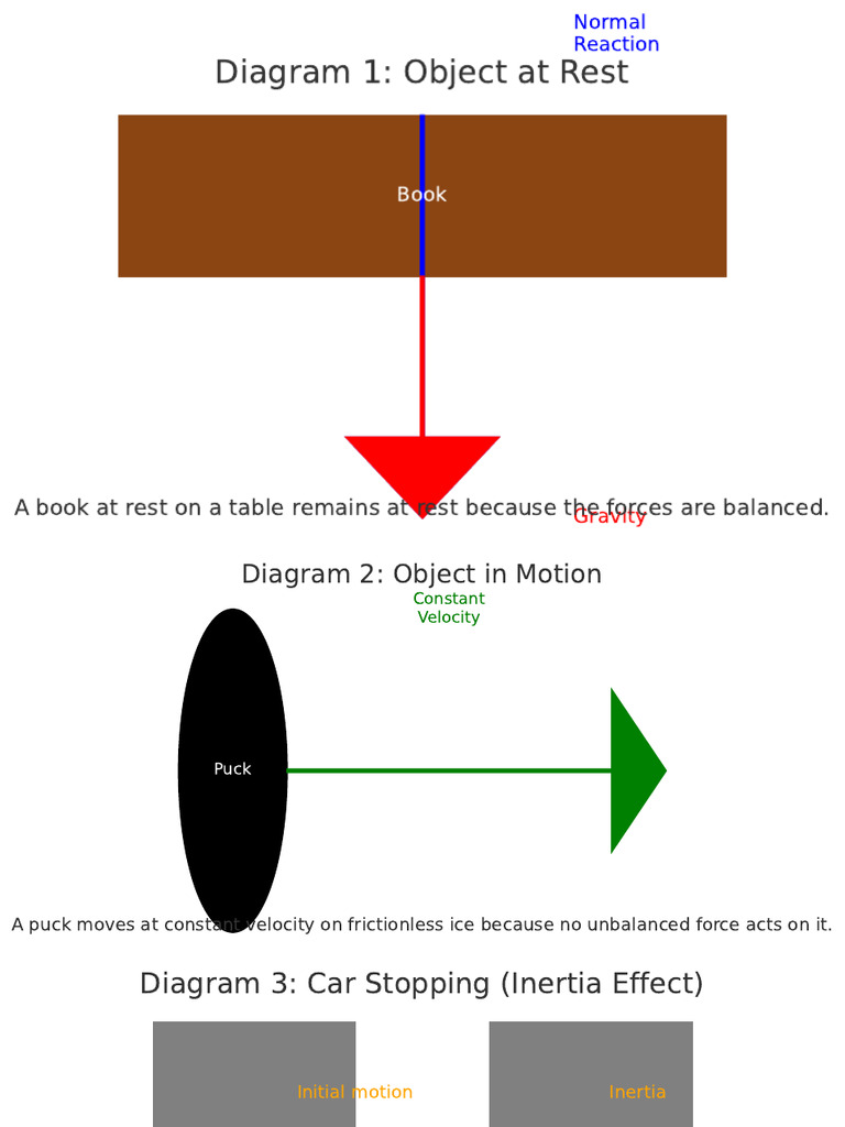Newton First Law Inertia Diagrams (1) | PDF