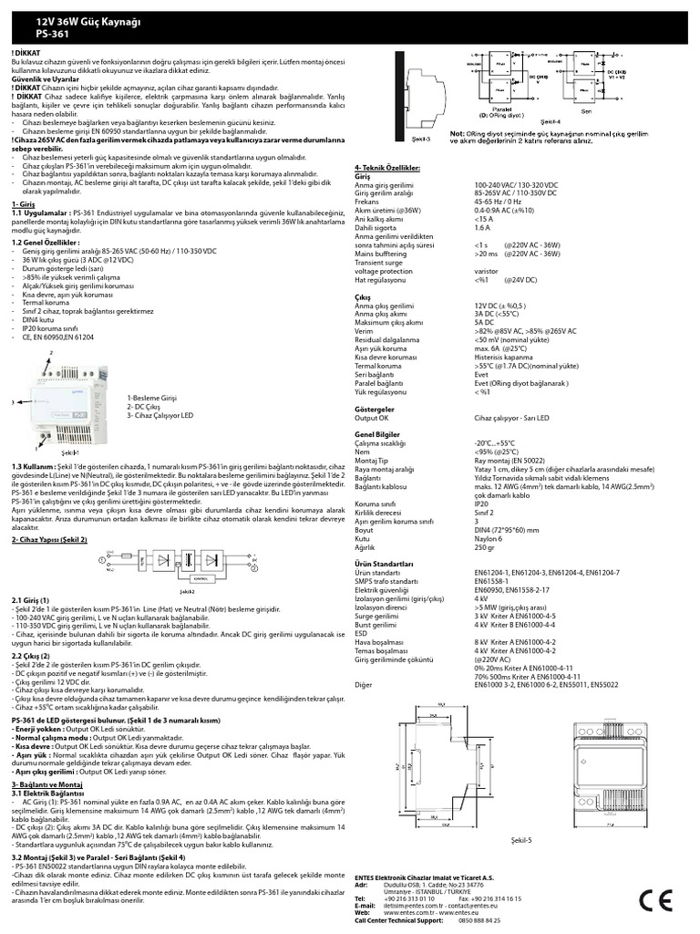 12V 36W Güç Kaynağı PS-361 | PDF