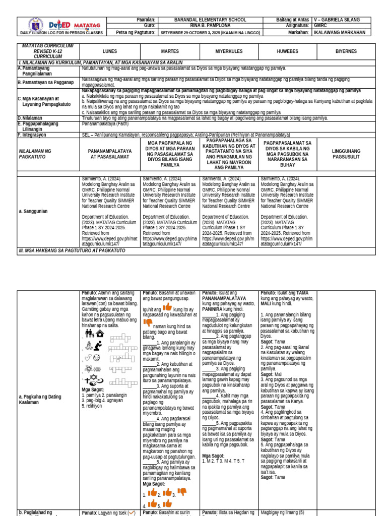 G5 GMRC DLL Q2 W6 | PDF