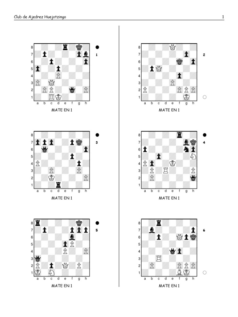 Ajedrez: Problemas de Mate en 1 | PDF