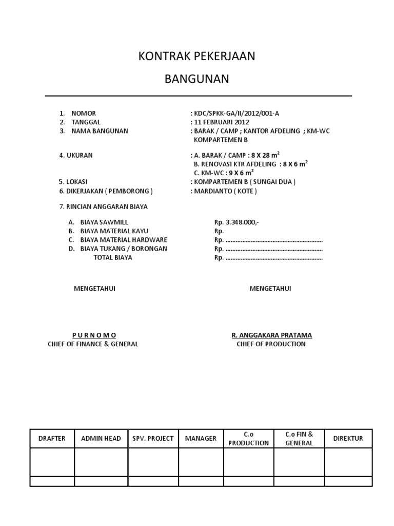 Kontrak Pekerjaan | PDF