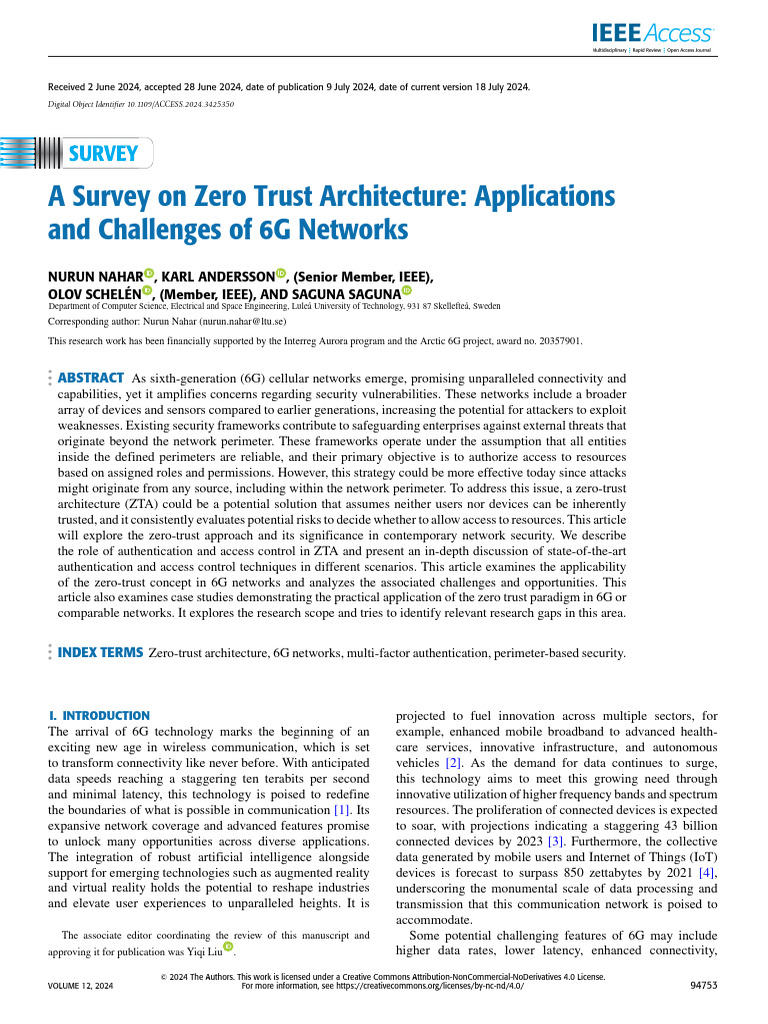 Zero Trust in 6G Networks: Challenges & Applications | PDF | Security ...