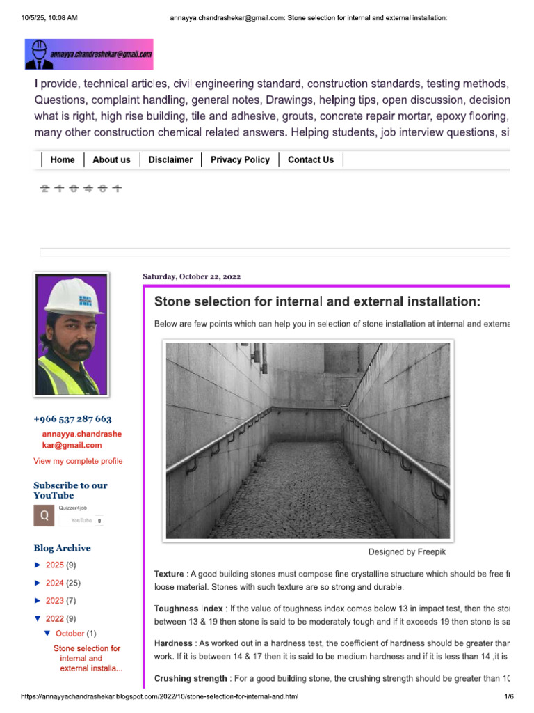 Stone Selection For Internal and External Installation | PDF