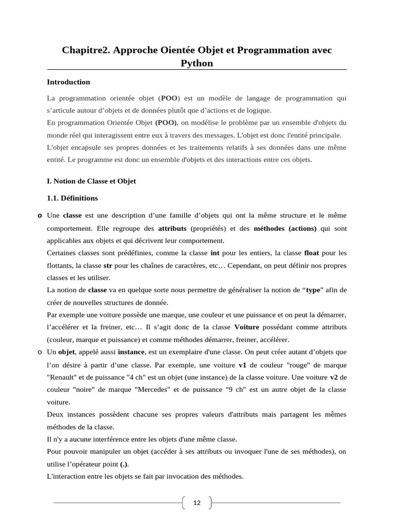 POO et Python : Classes et Objets | PDF | Classe (informatique ...