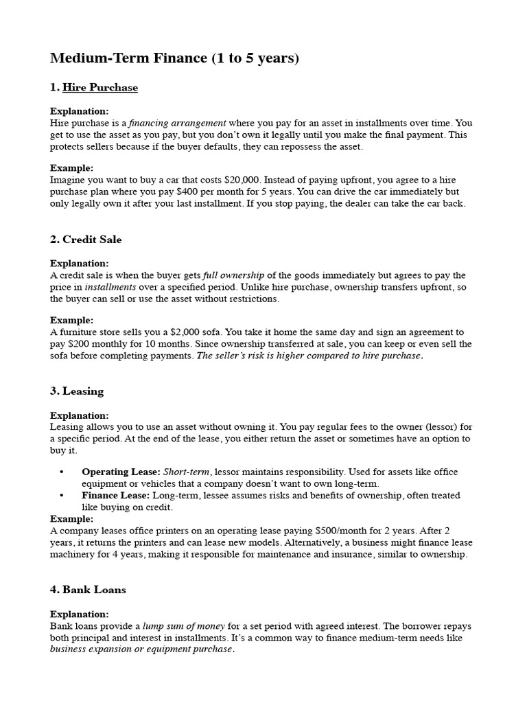 Understanding Medium and Short-Term Finance | PDF | Factoring (Finance ...