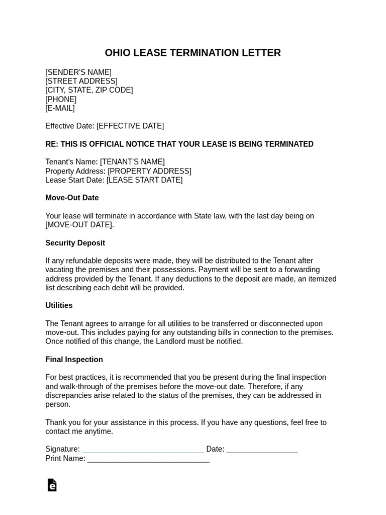 Ohio Termination Letter Form | PDF