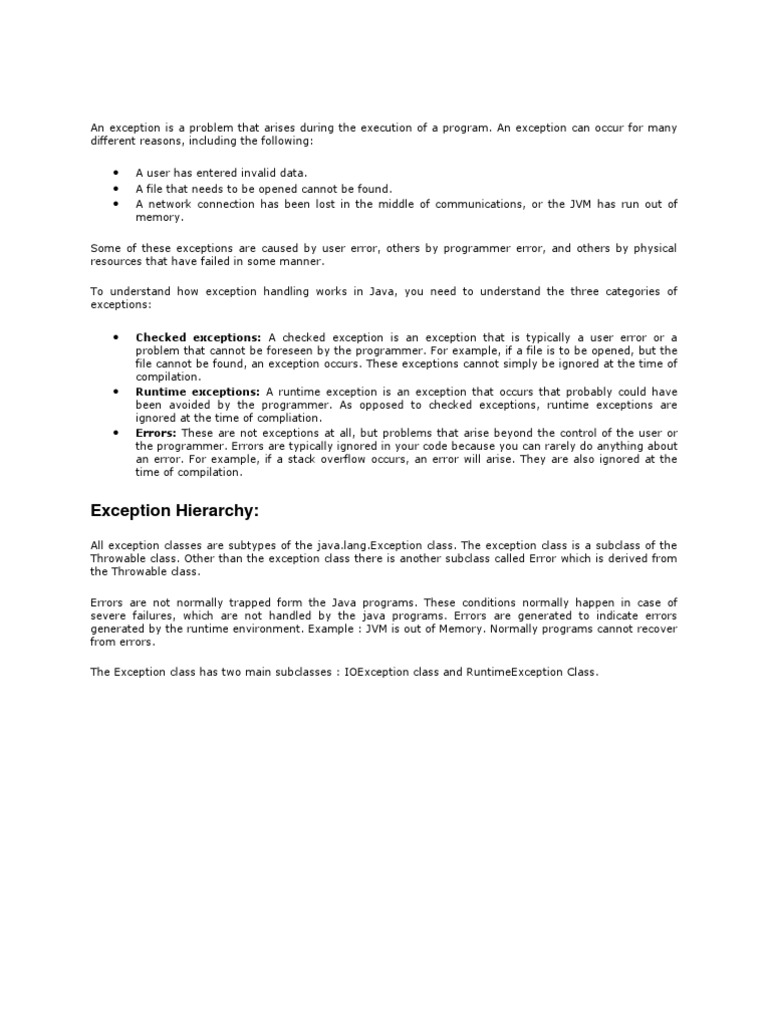 JAVA Exception Handling PDF Array Data Type Java (Programming