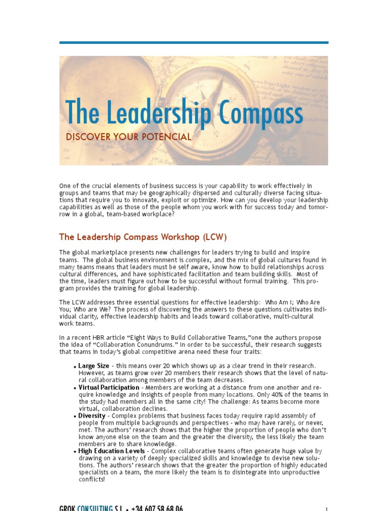 Leadership Compass Pages Eng Pdf Collaboration Team Building