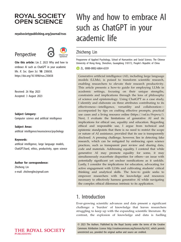 Embracing AI in Academic Research | PDF | Artificial Intelligence ...