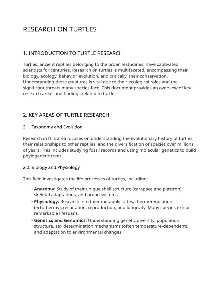 Comprehensive Turtle Research Overview | PDF | Turtle | Ecology