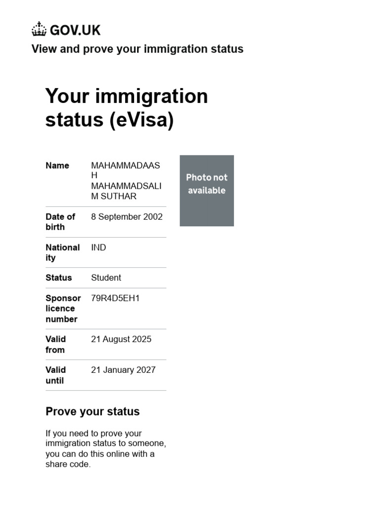 View Your Immigration Status - GOV - Uk | PDF | Travel Visa | Identity ...