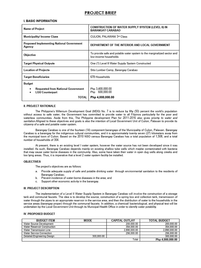 Local Guide Program for Water Supply Projects | PDF | Loans | Drinking ...