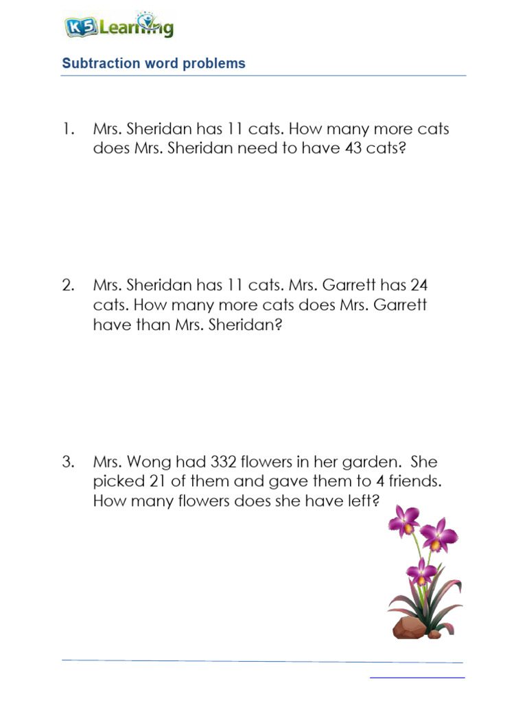 Grade 2 Subtraction Word Problems C | PDF