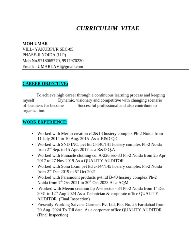 UKVR Quality Auditor Profile | PDF