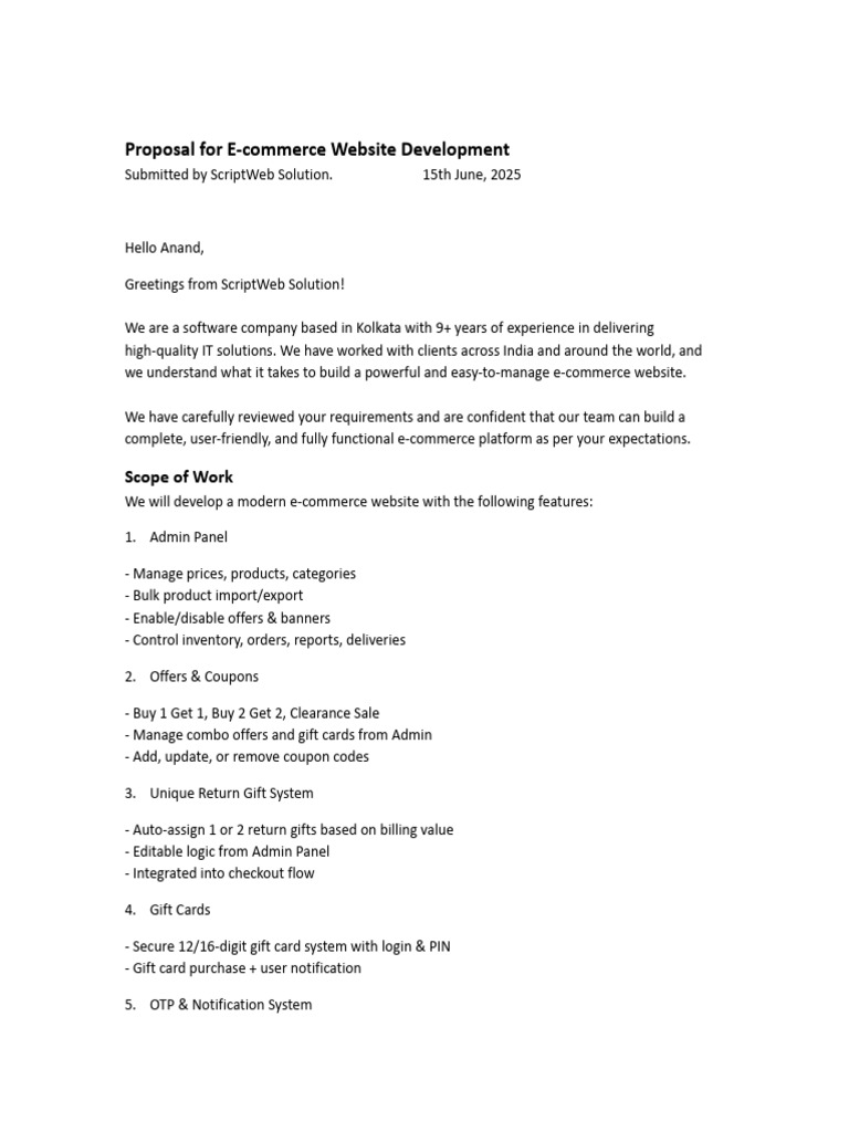 E-commerce Website Development Proposal | PDF | Software | Computing