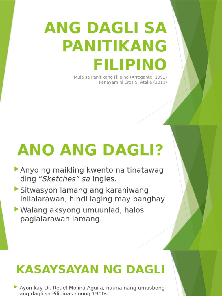 Ang Dagli Sa Panitikang Filipino | PDF