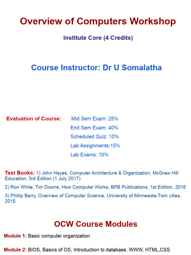 OCW Class 1 Slides | PDF | Central Processing Unit | Booting
