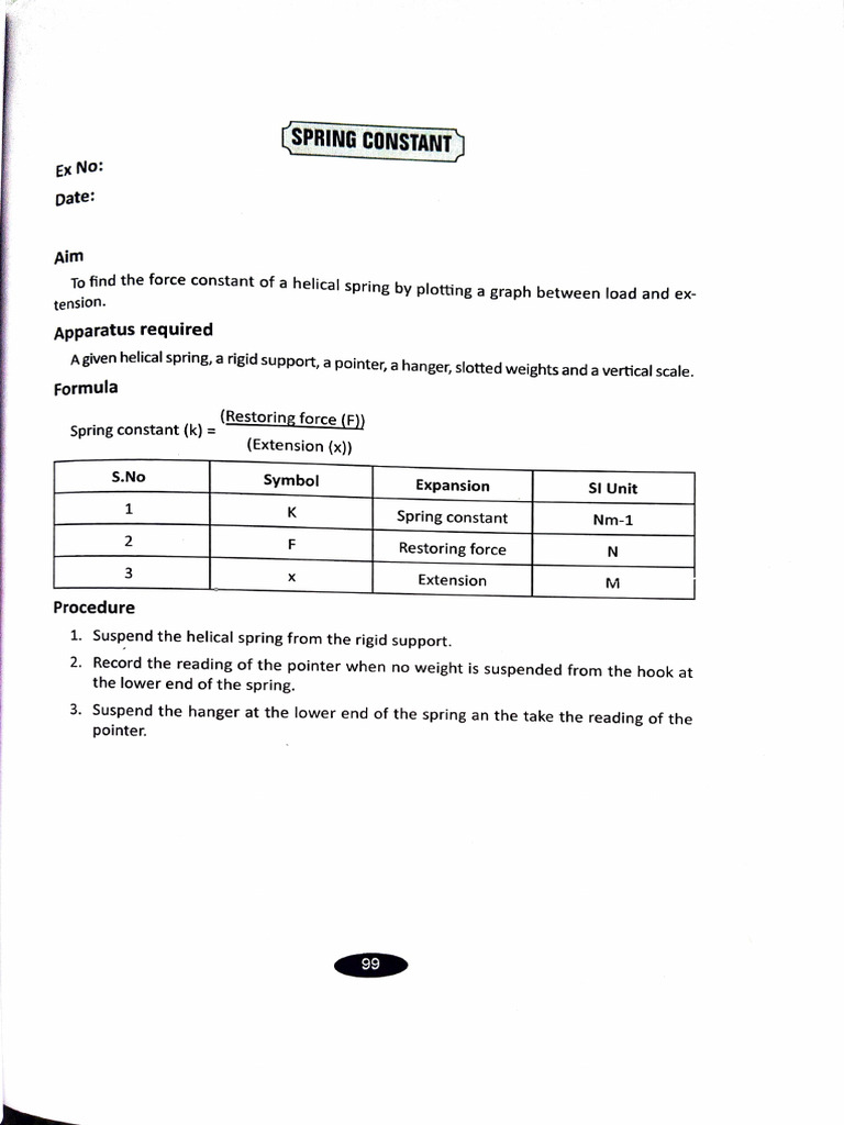 Sec B Exp 1 Spring Constant | PDF | Force | Physics