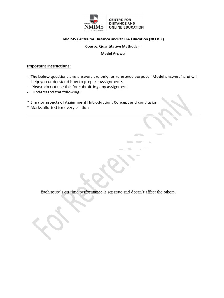 Quantitative+Methods+-+I+ Model Answer New+Model+-+PG | PDF ...