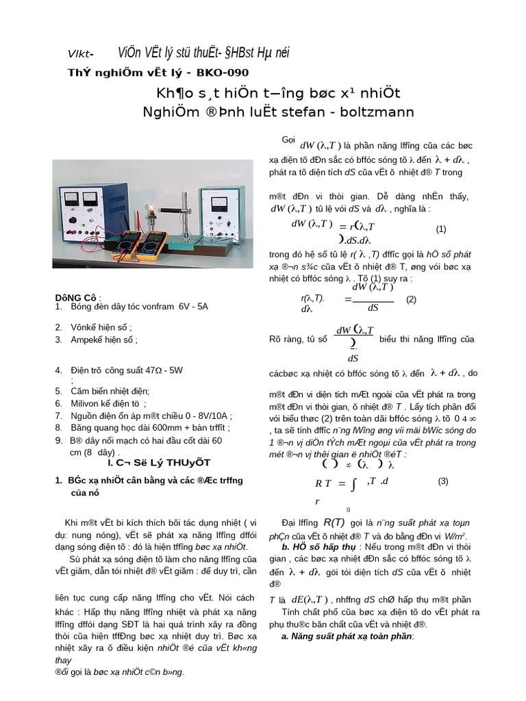 Bai1-Khao Sat Buc Xa Nhiet Dinh Luat Boltzmann | PDF