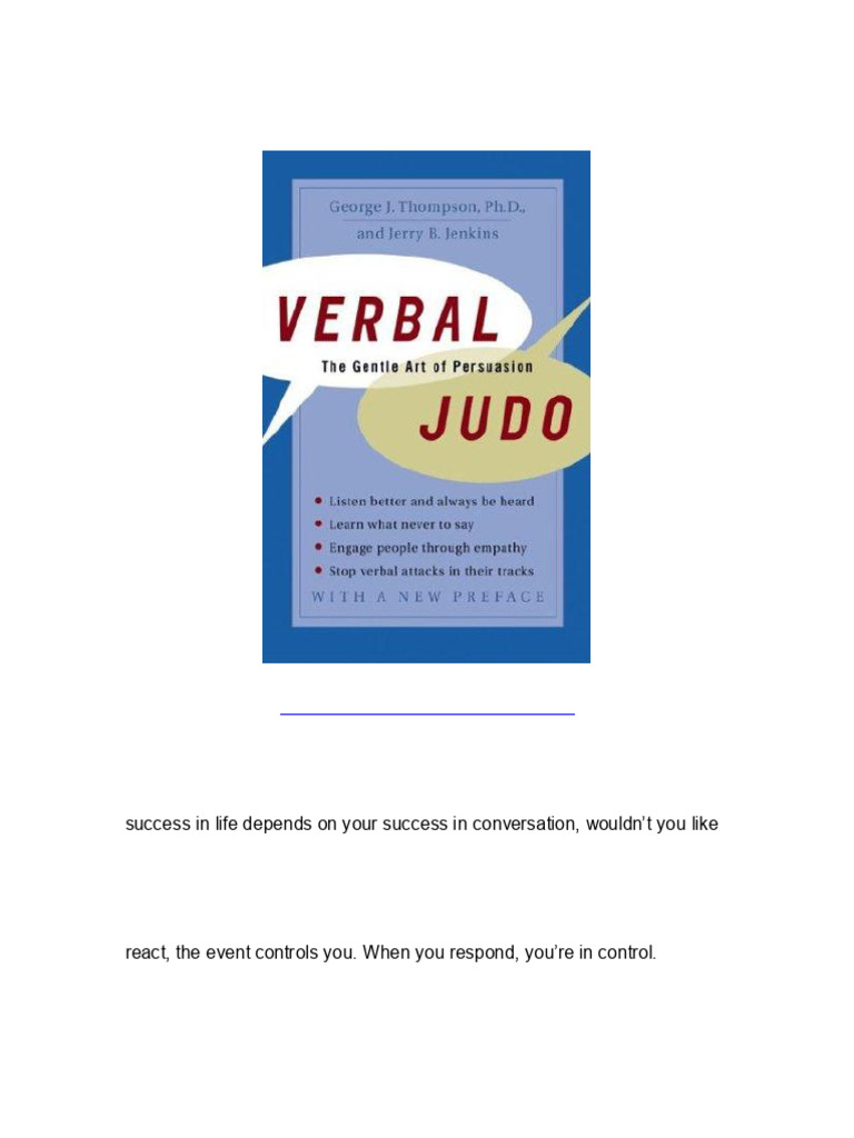 Verbal Judo Mastering Persuasion Skills PDF Persuasion