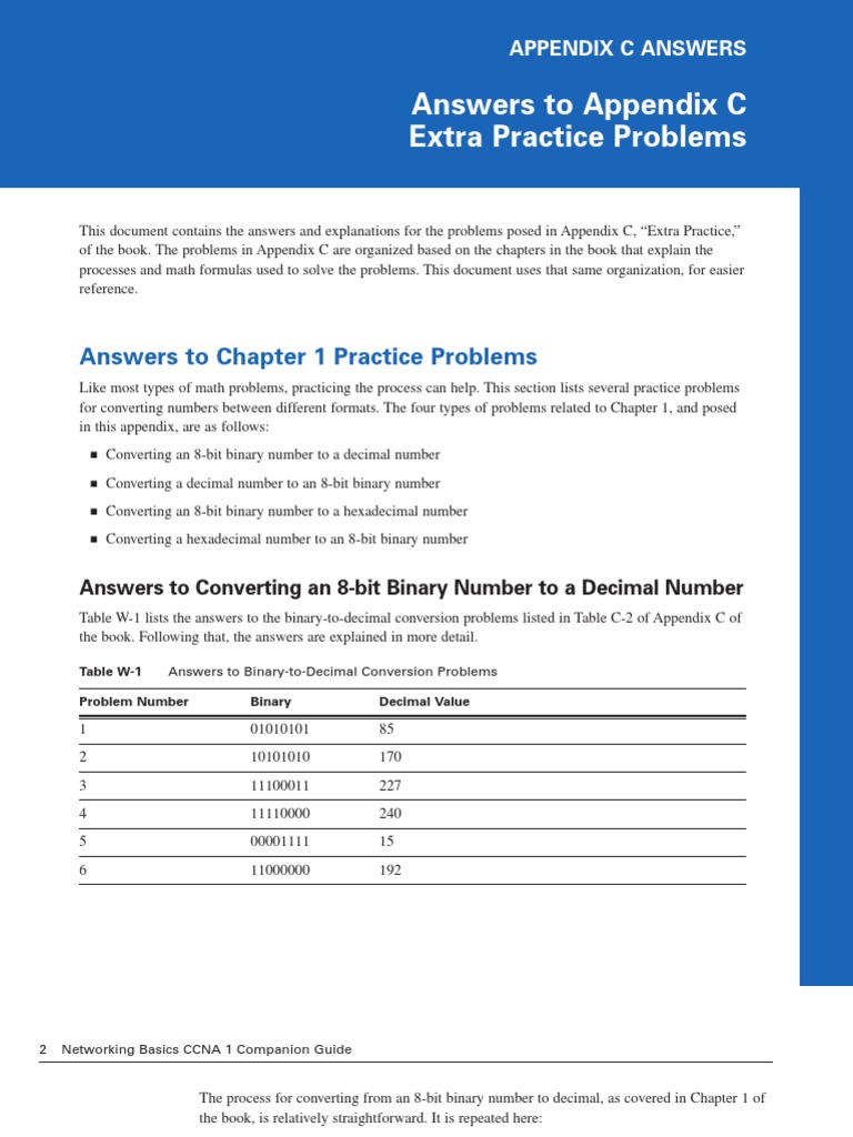 Networking Basics CCNA 1 Companion Guide Appendix C Answers PDF