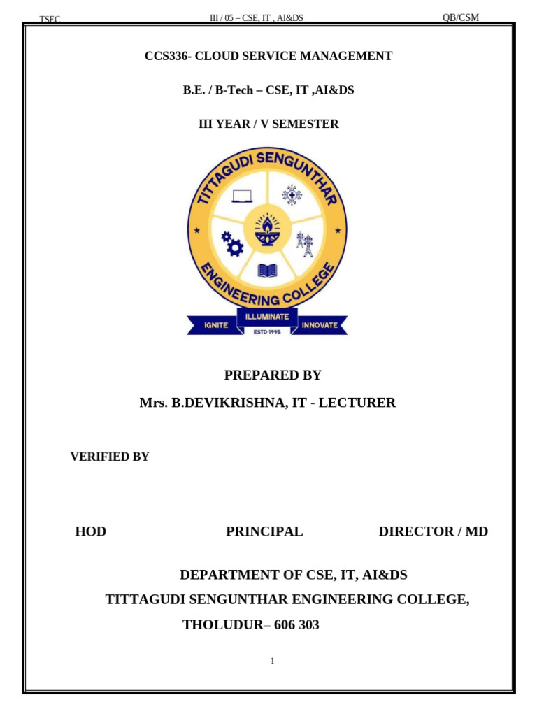 Cloud Service Management Course Overview | PDF | Cloud Computing ...