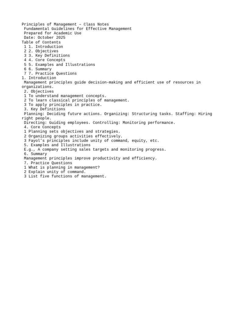 Principles of Management Overview | PDF