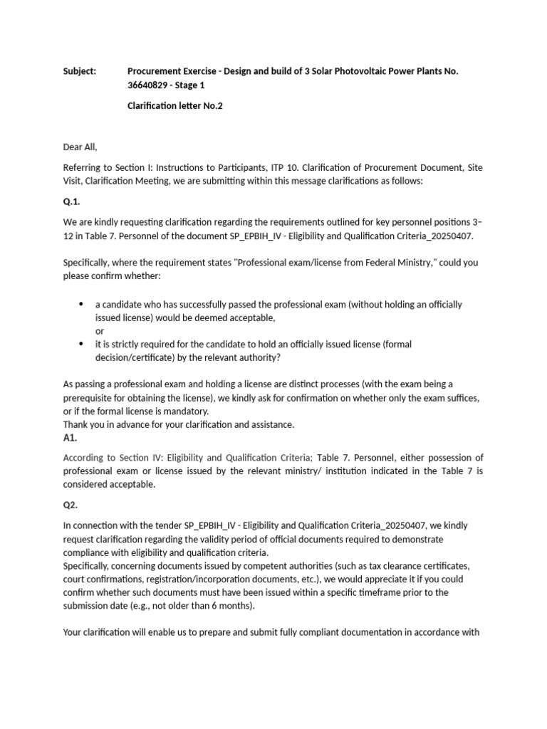Clarifications for Solar Plant Procurement | PDF | Photovoltaics ...