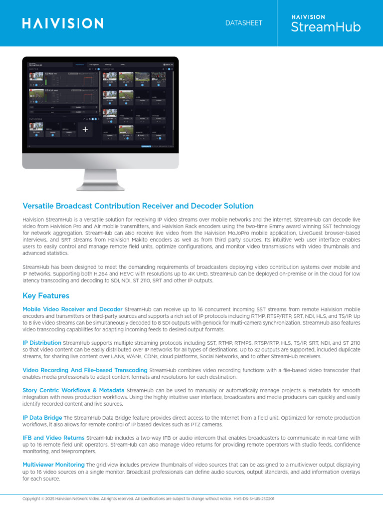 Haivision StreamHub: Mobile Video Solution | PDF | Streaming Media | Codec