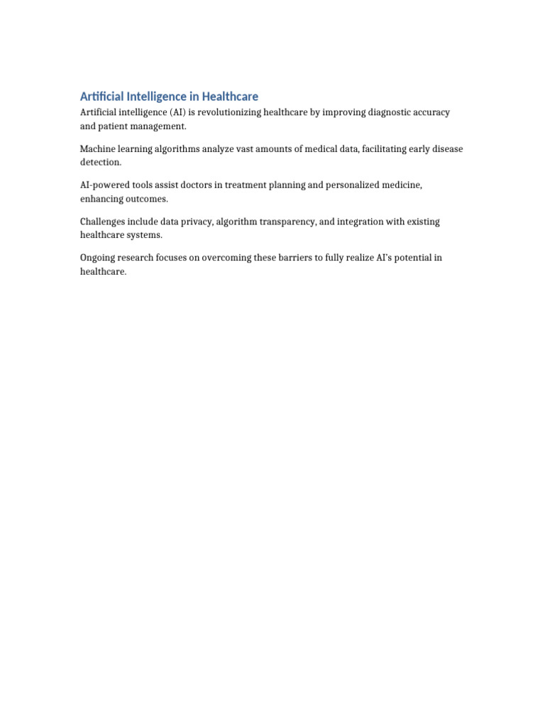 Artificial Intelligence in Healthcare 1 | PDF