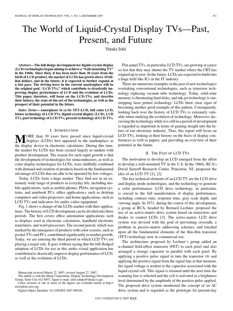 Evolution of LCD TVs: History & Future | PDF | Liquid Crystal Display ...
