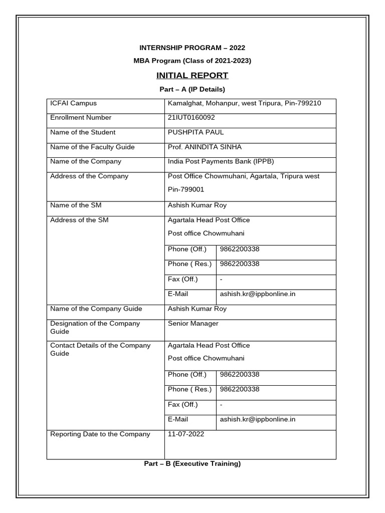 Internship Initial Report 92 | PDF | Banks | Computer Security