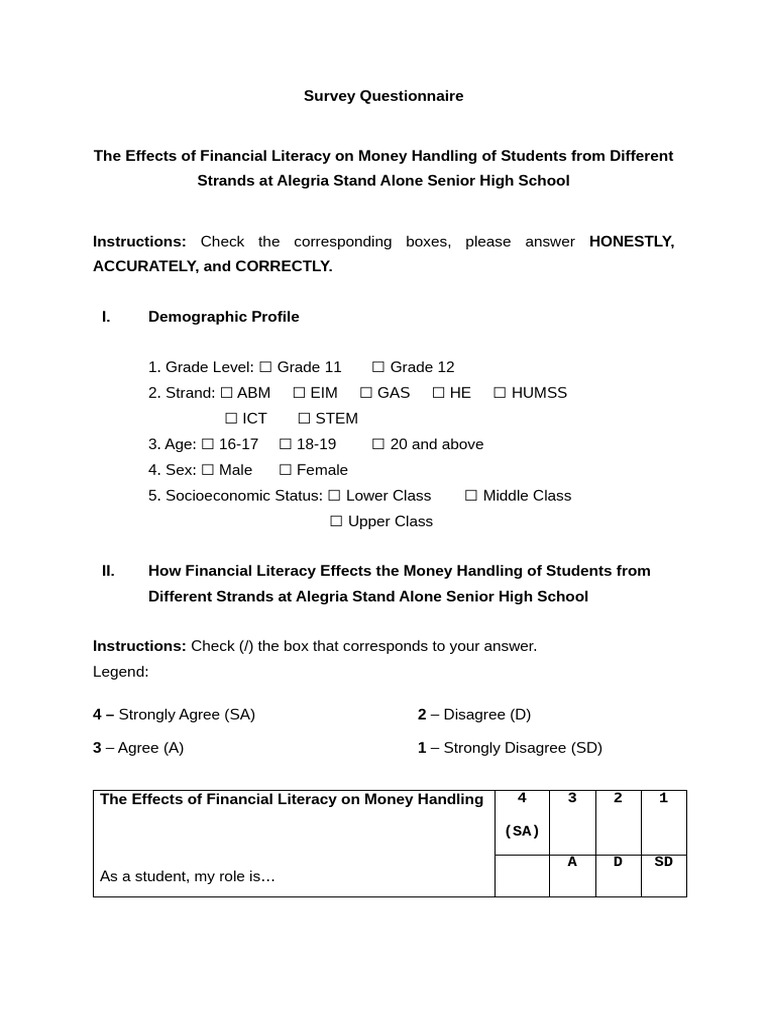 Survey Questionnaire G3 ABM 1 | PDF